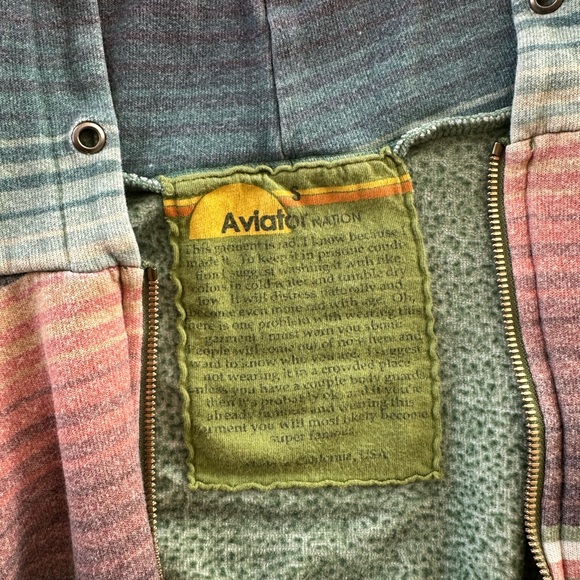 Unisex Aviator Nation Multi-Color Zip Up Hoodie - Picture 3 of 4